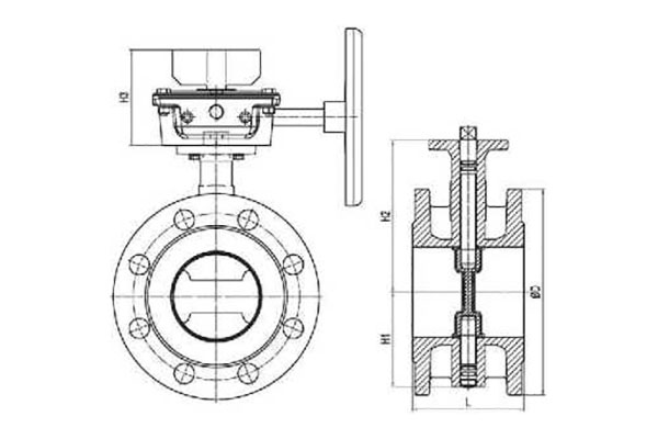 Manual turbine box flange centerline butterfly valve